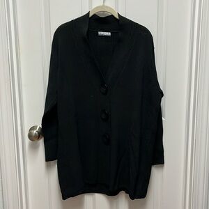 DUNA‎ Handloomed Oversized Buttoned Black Cardigan